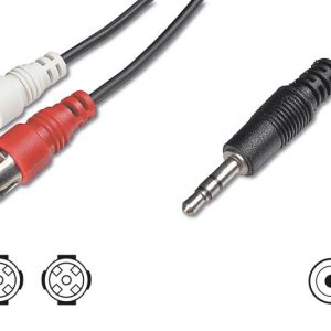 CAVO STEREO PER COLLEGAMENTO CASSE/PC - 1 CONNETTORE 3.5 MM./ 2 CONNETTORI CINCH (RCA) MASCHIO MT.10