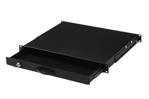 CASSETTO ESTRAIBILE CON MANIGLIA E CHIUSURA A CHIAVE PER ARMADI RACK 19" MISURE MM. 482X45X492 COLORE NERO