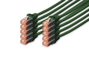 DK1644010G10G.jpg CONFEZIONE 10 CAVI CAT 6 SCHERMATI S/FTP MT 1 COLORE VERDE DIGITUS