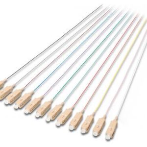 SET 12 CAVI PIGTAIL FIBRA OTTICA COLORATI CONNETTORI SC OM3 50/125 SIMPLEX