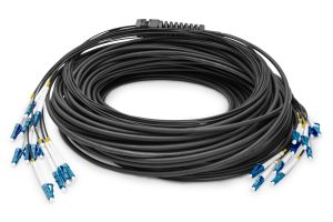 Cavo breakout universale in fibra ottica dotato di terminali, Multimode OS2, 12 fibre, LC/UPC - LC/UPC  30 mt. colore nero