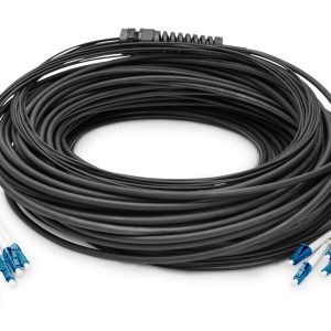 Cavo breakout universale in fibra ottica dotato di terminali, Multimode OS2, 12 fibre, LC/UPC - LC/UPC  75 mt. colore nero
