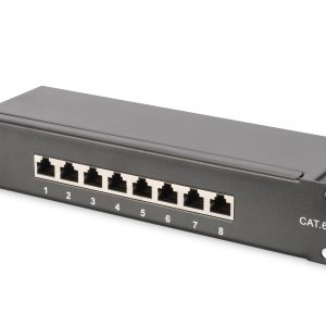 DN10SET2b-1-H.jpg ARMADIO RACK 9 UNITA' 10 CON 1 RIPIANO, MULTIPRESA, SWITCH DI RETE 8 PORTE GIGABIT, PANNELLO PATCH 8 PORTE, 10" CAVI DI RETE NERO DIGITUS