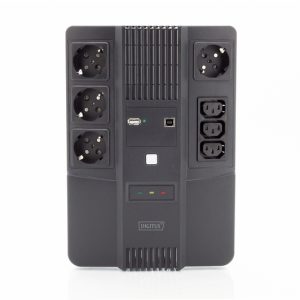 DN170110-1-H.jpg GRUPPO DI CONTINUITA' 600 VA/360 WATT 4 PRESE SCHUKO, 3 IEC C13 USB, RJ45 DIGITUS