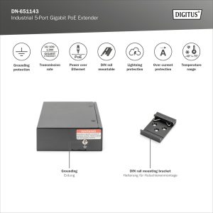 DN651143-3-H.jpg DIGITUS Extender industriale 5 porte Gigabit PoE