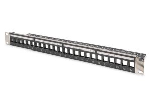 DN91411LFG.jpg PANNELLO PATCH MODULARE 24 PORTE VUOTO 1U COLORE NERO DIGITUS