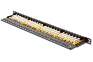 DN91624USLSH-1-H.jpg PANNELLO PATCH 19" CATEGORIA 6 CLASSE E NON SCHERMATO 24 PORTE ALTA DENSITA' 1/2 UNITA'