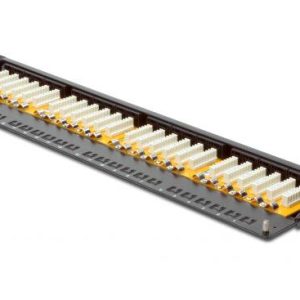 DN91624USLSH-1-H.jpg PANNELLO PATCH 19" CATEGORIA 6 CLASSE E NON SCHERMATO 24 PORTE ALTA DENSITA' 1/2 UNITA'