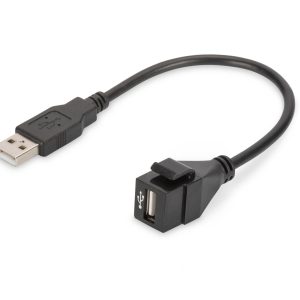 MODULO KEYSTONE USB 2.0 FEMMINA/FEMMINA CON CAVO 16 CM PER PLACCHE A MURO O PANNELLI PATCH