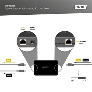 DN95211-3.jpg DIGITUS Splitter Gigabit Ethernet PoE++, 802.3bt, 51 W