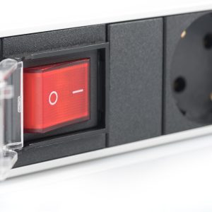 DIGITUS Multipresa con profilo in alluminio, interruttore e dispositivo di protezione contro il sovraccarico, 7 prese, 2 m spina di sicurezza del connettore