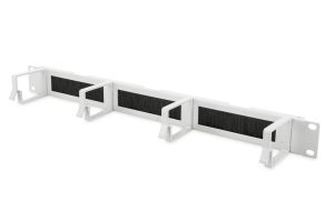 DN97662G.jpg LISTELLO GUIDACAVI FORATO CON SPAZZOLA DI PROTEZIONE PER ARMADI 19" (1 UNITA') GRIGIO CON 4 GANCI