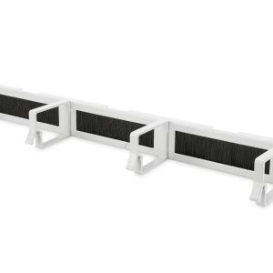 LISTELLO GUIDACAVI FORATO CON SPAZZOLA DI PROTEZIONE PER ARMADI 19" (1 UNITA') GRIGIO CON 4 GANCI