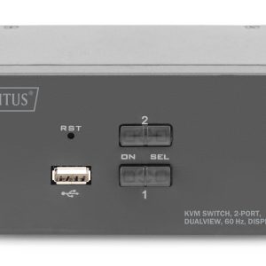 DIGITUS Switch KVM, 2 porte, Dual Display, 4K, DisplayPort¨