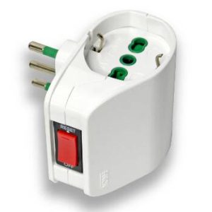 F87310G.jpg PRESA ELETTRICA TRIPOLARE ITALIANA 10A CON DUE PRESE ITA/SCHUKO 10/16A CON INTERRUTTORE AUTOMATICO DI SOVRACCARICO