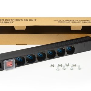 MULTIPRESA DA RACK 19" 6 PRESE UNIVERSALI CON CAVO ALIMENTAZIONE C14 MASCHIO REMOVIBILE
