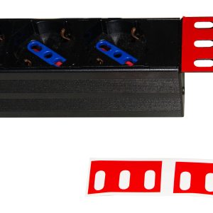 LK100XXLR-1-H.jpg CONFEZIONE 5 COPPIE ETICHETTE ROSSE PER SUPPORTI LATERALI 19" MULTIPRESE RACK