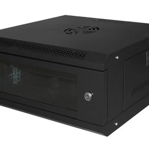 LK1904UNLG.jpg ARMADIO RACK 19" 4U LINK SERIE LIGHT COLORE NERO CON PORTA VETRO (AxPxL) MM 240X400X530 RIPIANO INCLUSO