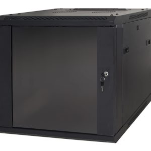 LK1906UNF-1-H.jpg ARMADIO RACK 19" 6 UNITA' DA MURO (A) 370 x (L) 600 x (P) 450 NERO DISASSEMBLATO PORTA VETRO