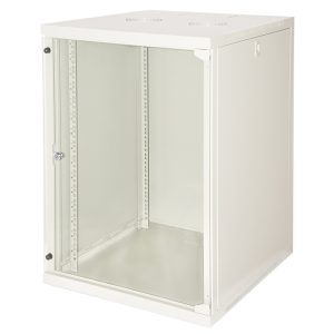 ARMADIO RACK 19" 15 UNITA' DA MURO (A)750X (L)540X (P) 600 MM. COLORE GRIGIO CHIARO, PORTA A VETRO.
