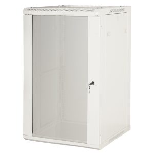 ARMADIO RACK 19" 18 UNITA' DA MURO (A) 905 x( L) 600 x (P) 450 GRIGIO DISASSEMBLATO PORTA VETRO