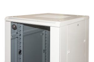 LK1922U68GFP-1-H.jpg ARMADIO RACK PER RETI 19" 22U (A)1166, (L)600, (P)800 COLORE GRIGIO PORTA VETRO DISASSEMBLATO