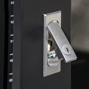 LK1932U66NFP-4-H.jpg ARMADIO RACK 19" PER RETI 32U (A)1610, (L)600, (P)600 COLORE NERO DISASSEMBLATO PORTA VETRO