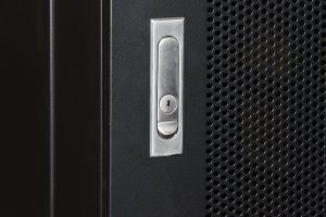 LK1942U810NFP-2-H.jpg ARMADIO RACK 19" 42U (A)2055, (L)800, (P)1000 PORTA TRAFORATA COLORE NERO CON GUIDACAVI LATERALE DA ASSEMBLARE