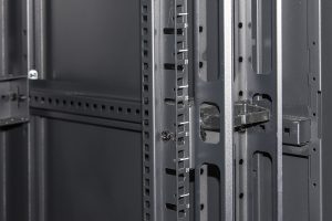 LK1942U88NFP-4-H.jpg ARMADIO RACK 19" 42U (A)2055, (L)800, (P)800 COLORE NERO PORTA VETRO DISASSEMBLATO CON GUIDACAVI LATERALE