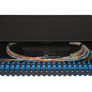PANNELLO FIBRA OTTICA 19" CON 24 ADATTATORI SC DUPLEX SINGLEMODE PROFONDITA' 250 MM CON PIGTAIL INSTALLATI COLORE NERO