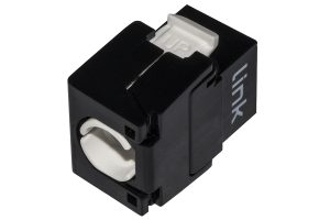 LK5EUTB-3-H.jpg PRESA RETE KEYSTONE JACK RJ45 CATEGORIA 5E UTP TOOLESS COLORE NERO 180° CONTATTI DORATI 50 MICRON