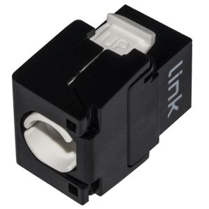 LK5EUTB-3-H.jpg PRESA RETE KEYSTONE JACK RJ45 CATEGORIA 5E UTP TOOLESS COLORE NERO 180° CONTATTI DORATI 50 MICRON