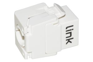 LK5EUTW-3-H.jpg PRESA RETE KEYSTONE JACK RJ45 CATEGORIA 5E UTP TOOLESS COLORE BIANCO 180° CONTATTI DORATI 50 MICRON