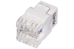 LK5EUW-3-H.jpg PRESA RETE KEYSTONE JACK RJ45 CATEGORIA 5E UTP COLORE BIANCO 180° CONTATTI DORATI 50 MICRON