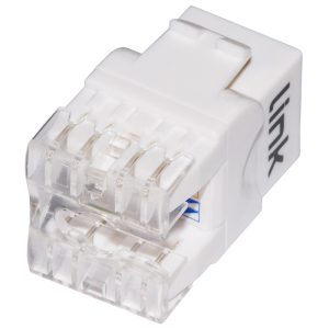 LK5EUW-3-H.jpg PRESA RETE KEYSTONE JACK RJ45 CATEGORIA 5E UTP COLORE BIANCO 180° CONTATTI DORATI 50 MICRON