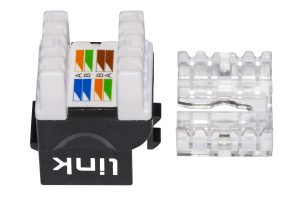 LK6UB-1-H.jpg PRESA RETE KEYSTONE JACK RJ45 CATEGORIA 6 UTP COLORE NERO 180° CONTATTI DORATI 50 MICRON