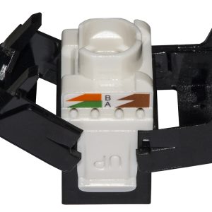 LK6UTB-2-H.jpg PRESA RETE KEYSTONE JACK RJ45 CATEGORIA 6 UTP TOOLESS COLORE NERO 180° CONTATTI DORATI 50 MICRON