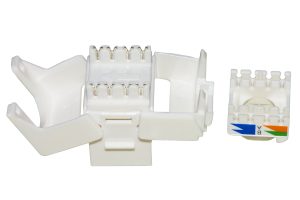 LK6UTW-1-H.jpg PRESA RETE KEYSTONE JACK RJ45 CATEGORIA 6 UTP TOOLESS COLORE BIANCO 180° CONTATTI DORATI 50 MICRON
