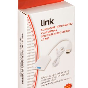 LKADAT10B-15-H.jpg ADATTATORE HDMI® TIPO A MASCHIO A VGA FEMMINA CON AUDIO BIANCO
