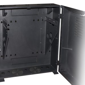 LKBA5U-4-H.jpg ARMADIO RACK 19" DA MURO VERTICALE 5U MISURE MM 650X730X248 COLORE NERO PER SERVER PROFONDI FINO A 58 CM, CON MONTANTI REGOLABILI