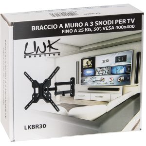 LKBR30-15-H.jpg BRACCIO A MURO A 3 SNODI PER TV FINO A 25 KG, 50" FINO A VESA 400X400