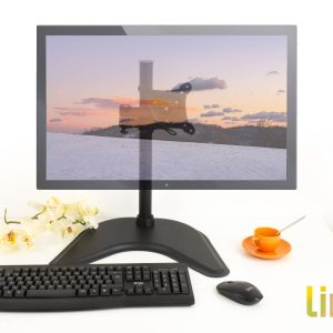 BRACCIO DA TAVOLO CON BASE PER VIDEO FINO A 15 KG DA 13 A 27" FINO A VESA 100X100 CON TRE SNODI