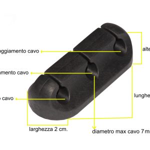 KIT 2 PEZZI SUPPORTI PER GESTIONE CAVI 3 POSIZIONI NERO