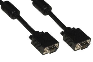 LKCVGA18HDG.jpg CAVO VGA MONITOR 15 POLI MASCHIO/MASCHIO MT.1,80 CON FERRITE CON 15 FILI COLLEGATI COLORE NERO