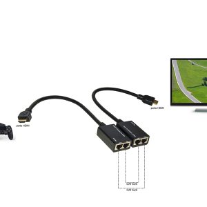 LKEXT15-10-H.jpg ESTENSORE HDMI® TRAMITE 2 CAVI DI RETE CAT 6 FINO A 30 METRI FULL HD