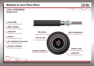 CAVO FIBRA OTTICA 24 FIBRE ARMATO DA ESTERNO/INTERNO ANTIRODITORE OM4 (AL METRO)