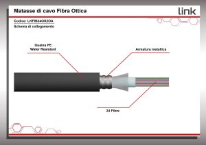 CAVO FIBRA OTTICA 24 FIBRE ARMATO DA ESTERNO/INTERNO ANTIRODITORE OS2 (AL METRO)
