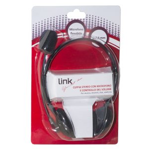 LKHS03-5-H.jpg CUFFIA CON MICROFONO ORIENTABILE, CONNETTORE 1 X 3,5 MM E CONTROLLO VOLUME