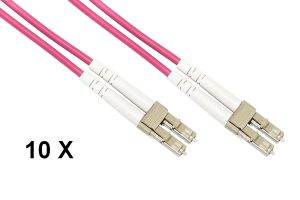 CONFEZIONE 10 CAVI FIBRA OTTICA LC A LC MULTIMODE DUPLEX OM4 GUAINA 2 MM 50/125 MT.3