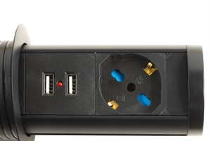 LKMP10-3.jpg MULTIPRESA DA TAVOLO ESTRAIBILE CON UNA PORTA UNIVERSALE ITA/SCHUKO, CARICABATTERIE SENZA FILI E 2 PORTE USB